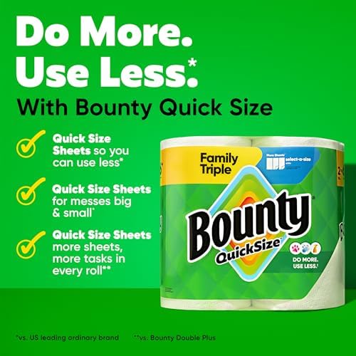 Bounty Quick-Size Paper Towels 8 Family Triple Rolls