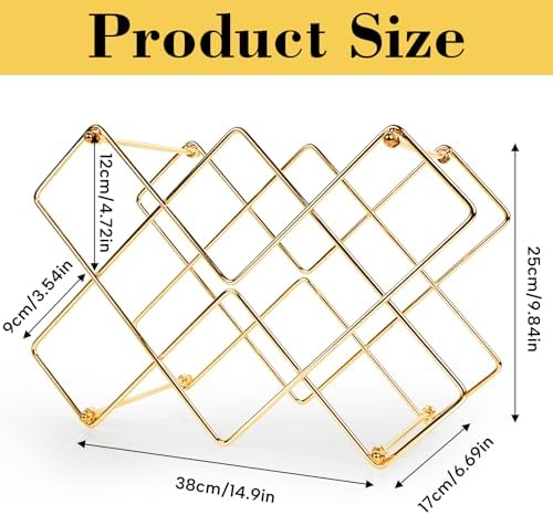 Modern Gold Metal Wine Rack 10 Bottles