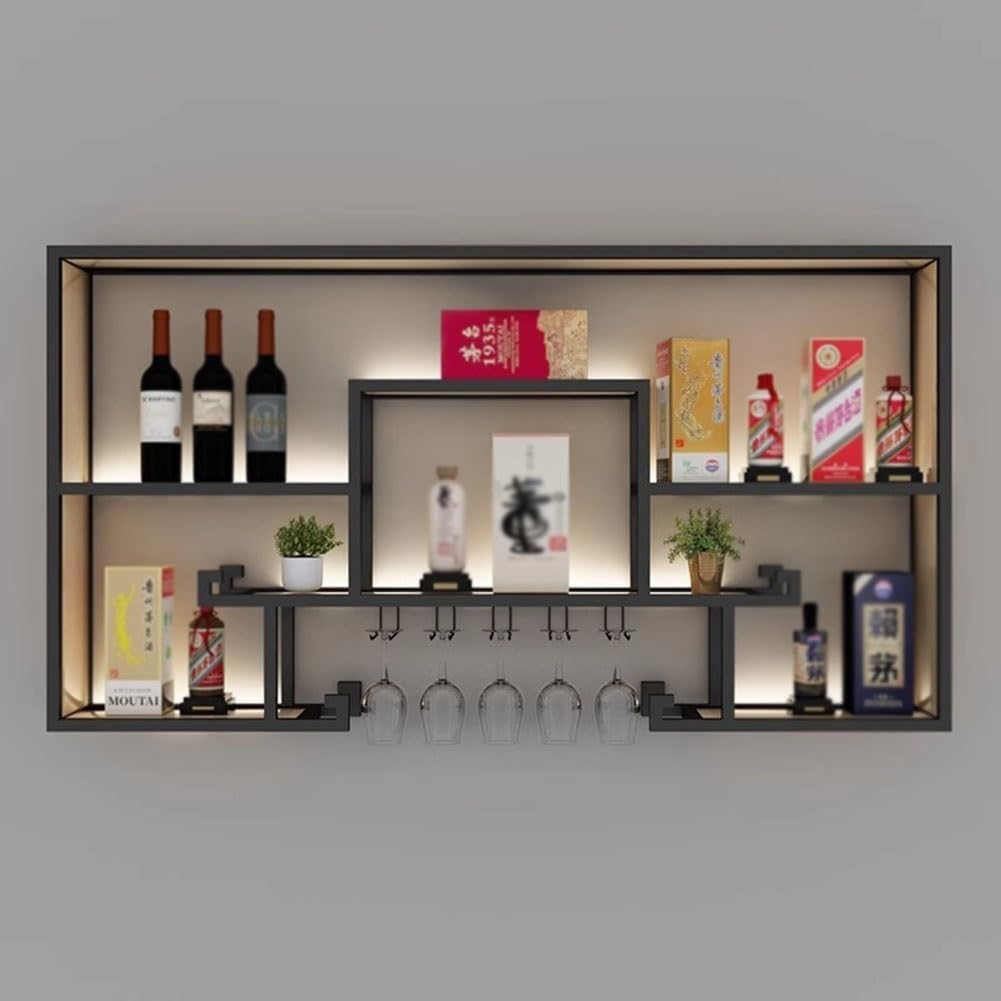 SilteD Wall Mounted Wine Rack with Industrial Iron Design