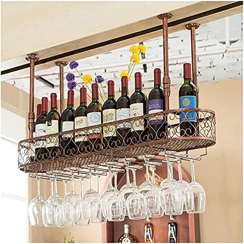 Suuim Hanging Wine Rack with Glass Holder and Shelf 1