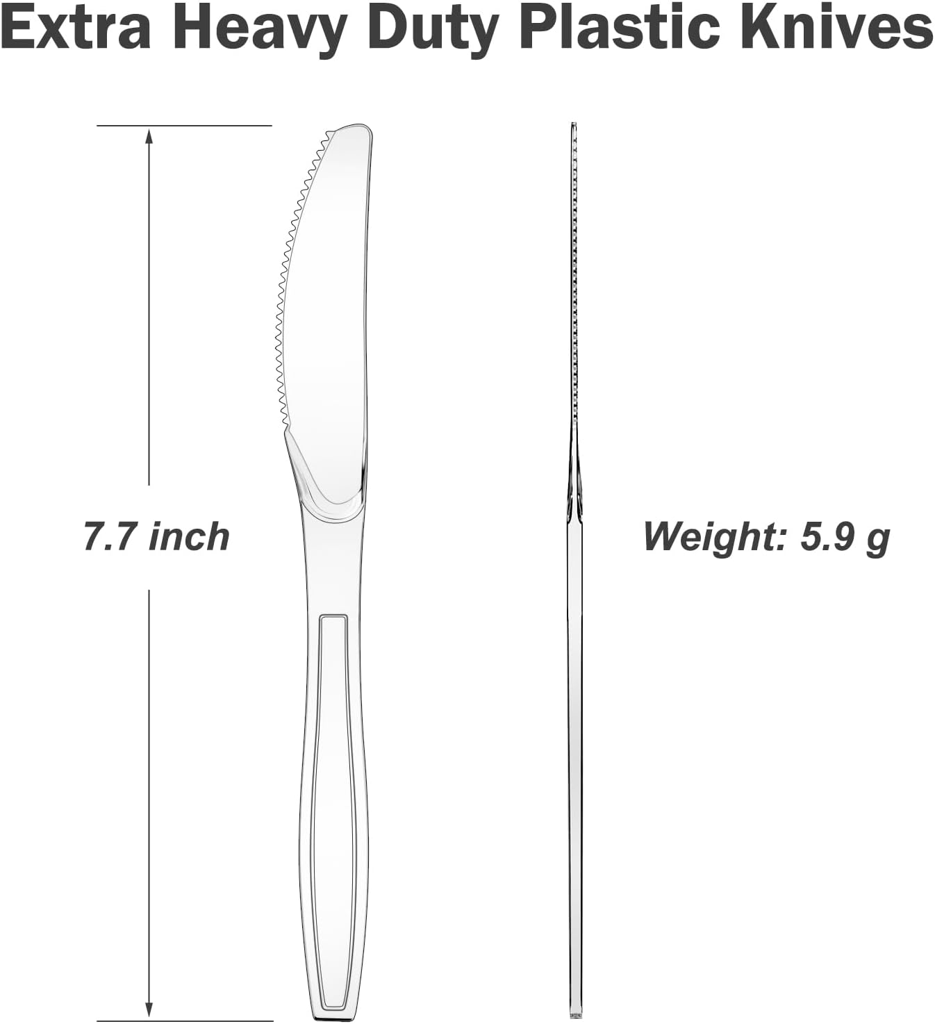 Dealusy 360 Count Heavy Duty Clear Plastic Knives BPA-Free