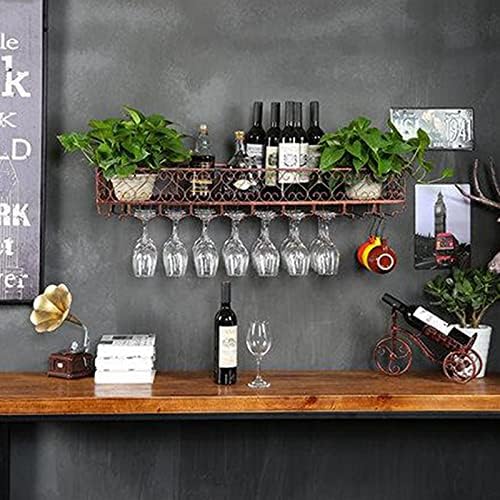 Suuim Wall Mounted Wine Glass Rack with Double Layer Storage