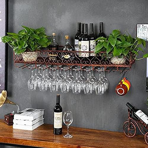 Suuim Wall Mounted Wine Glass Rack with Double Layer Storage