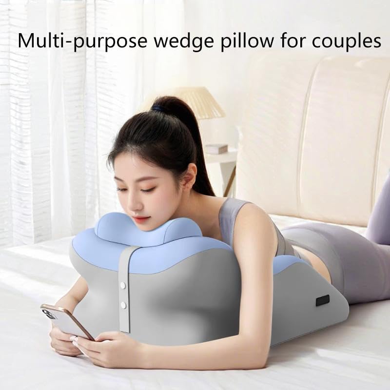 Multi-Purpose Wedge Pillow with Massage Points for Couples and Maternity