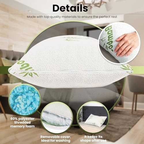 Tranquiluxe Adjustable Memory Foam Pillow with Cooling Design