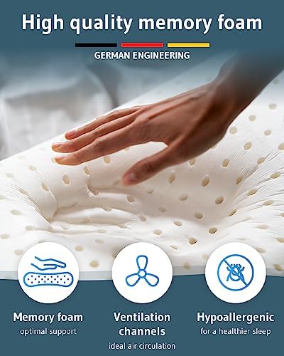 Stomach Sleeper Pillow MIZAR - Memory Foam with Thermoregulating Case