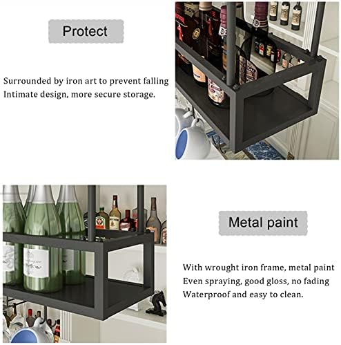Black Wine Rack with Glass Holder 2-in-1 Stemware Bottle Storage