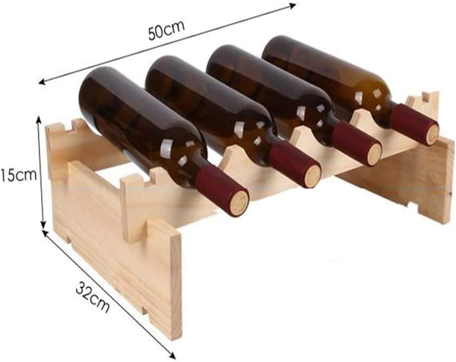 ALDEPO 4-Bottle Stackable Wooden Wine Rack