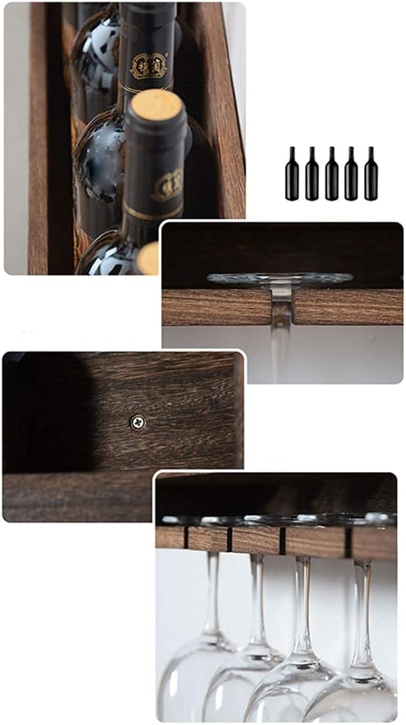 BOCbco Wall-Mounted Wine Rack 5 Bottles 5 Glasses