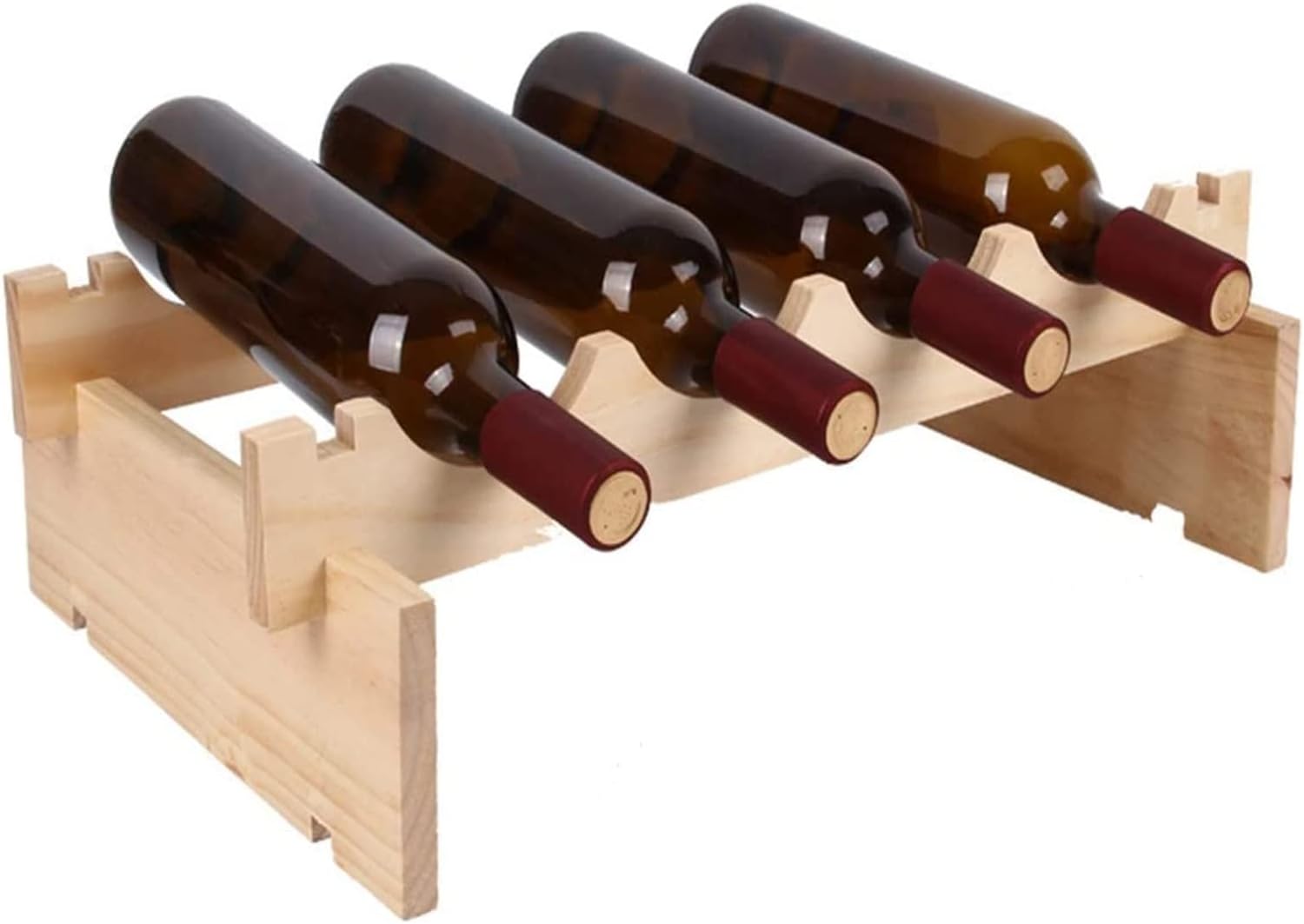 ALDEPO 4-Bottle Stackable Wooden Wine Rack