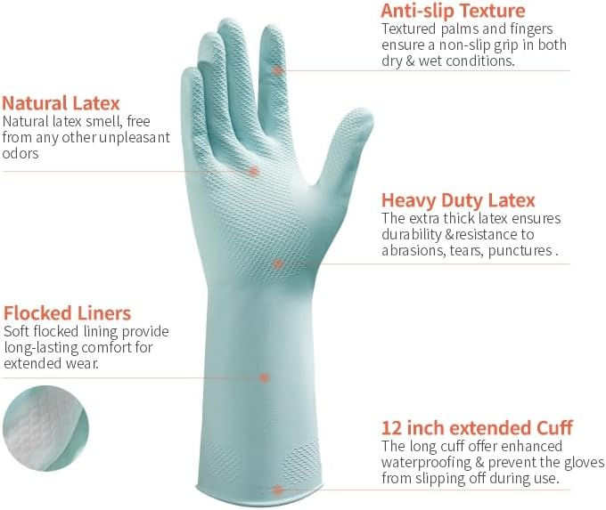 ANBOSON 14mil Non-Slip Latex Dishwashing Gloves 1