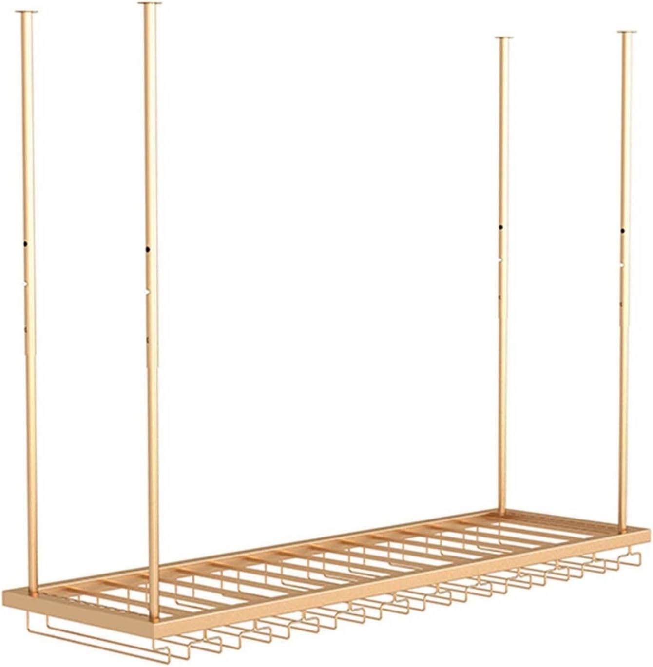 Adjustable Ceiling Wine Glass Holder with Metal Rack