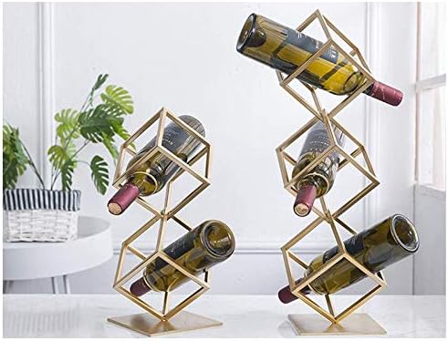 BOCbco 2 Layers Tabletop Wine Racks Gold Iron Design for 2 Bottles