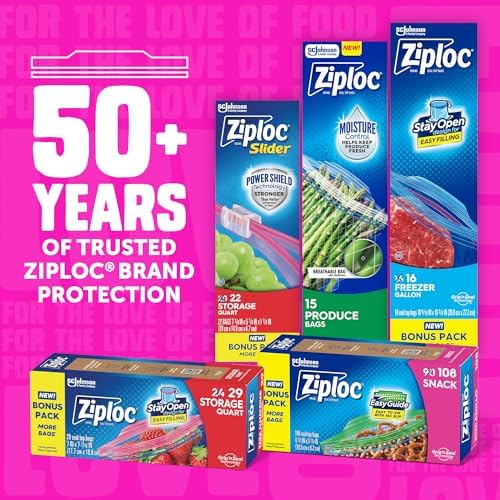 Ziploc Quart Food Storage Bags 80 Count Stay Open