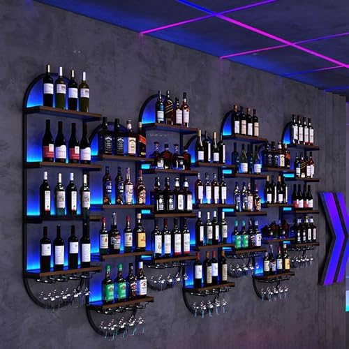 RAJYQODIS Wall Mounted Wine Rack 3-Tier Black Industrial Style