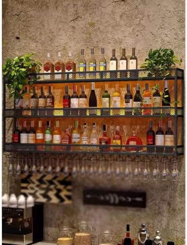 SilteD Wall-Mounted Wine Rack 2-Tier Modern Metal Holder