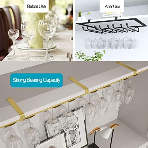 DTDMY Industrial Metal Wine Glass Rack - Under Cabinet Black 30x23cm