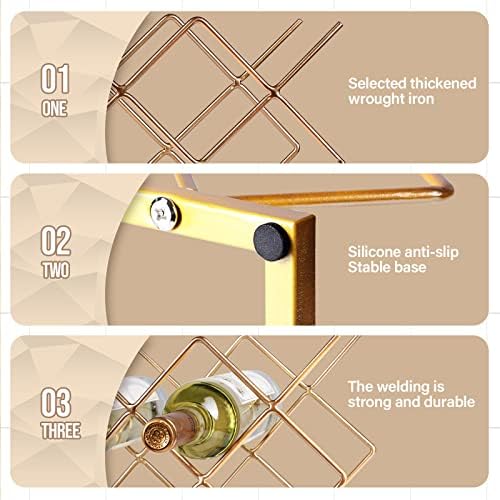 Drincarier Modern Gold Wine Rack 10 Bottle Countertop Stand