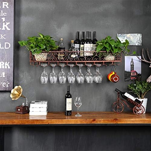Retro Wall-Mounted Wine Rack with Metal Shelf