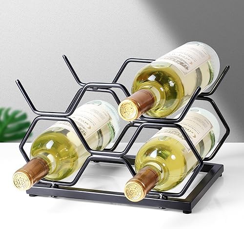Drincarier 5 Bottle Tabletop Wine Rack - Modern Gold Metal Design