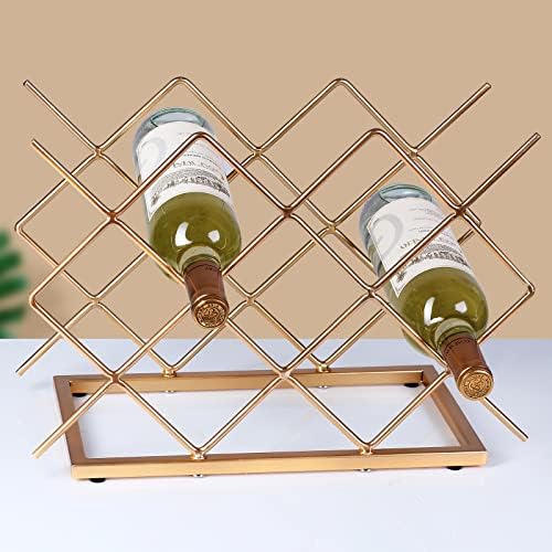 Drincarier Modern Gold Wine Rack 10 Bottle Countertop Stand