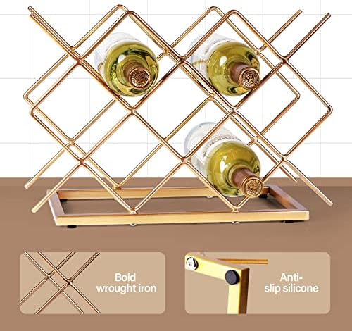 Drincarier Modern Gold Wine Rack 10 Bottle Countertop Stand
