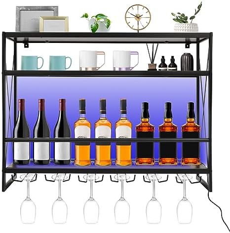 Gagalayong Wall Mounted Wine Rack with LED Light
