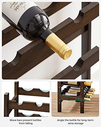 SONGMICS 30-Bottle Bamboo Wine Rack 5-Tier Freestanding Display Stand