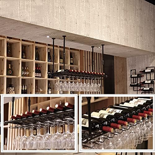 Industrial Black Metal Wine Glass Holder 120x30cm