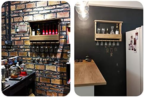Retro Wall Mounted Wine Rack 6 Bottles 6 Glasses