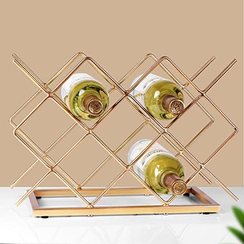 Drincarier Modern Gold Wine Rack 10 Bottle Countertop Stand