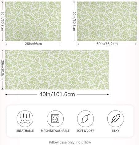 TSENQUE Bright Green Botanical Satin Pillow Case