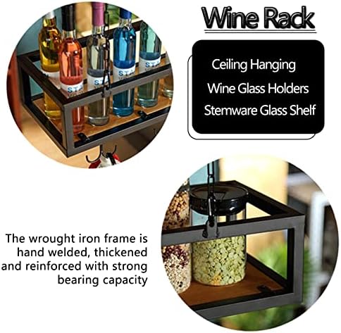 Sturdy Iron Hanging Wine Rack with Adjustable Design Black