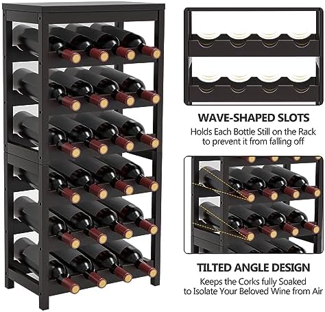 24 Bottle Wine Rack Dark Brown Bamboo
