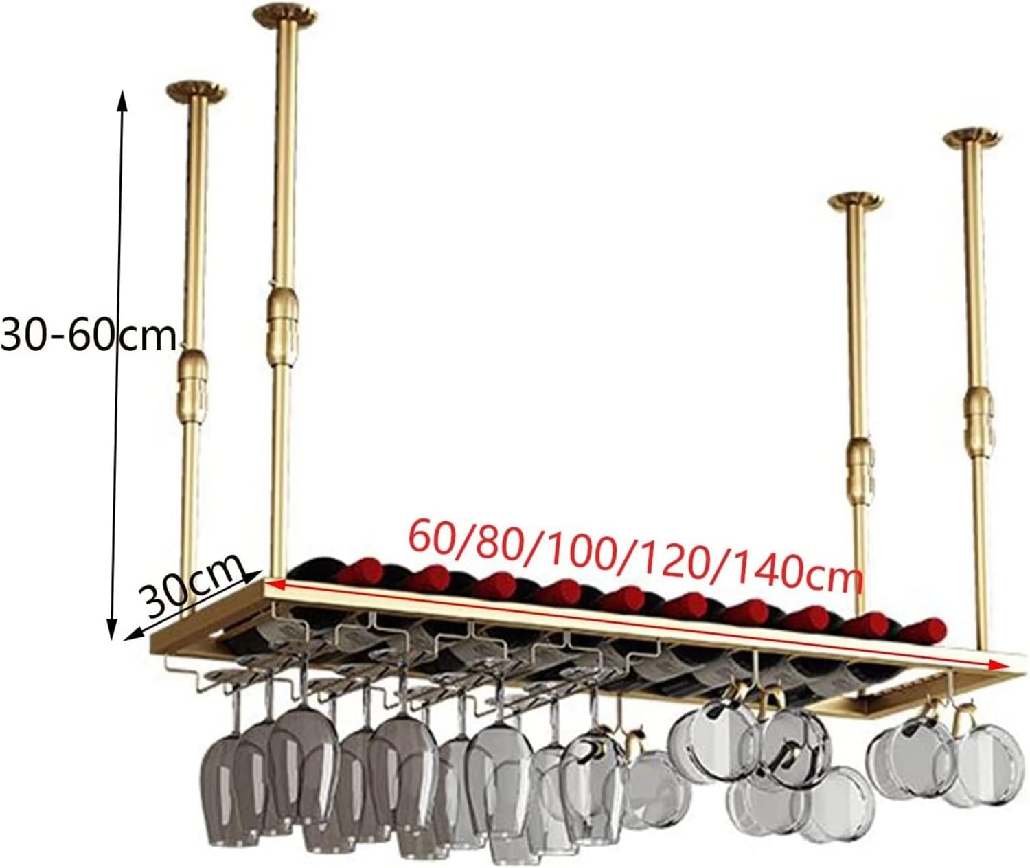 ALDEPO Wine Rack Hanging Glass Holder 80x30cm