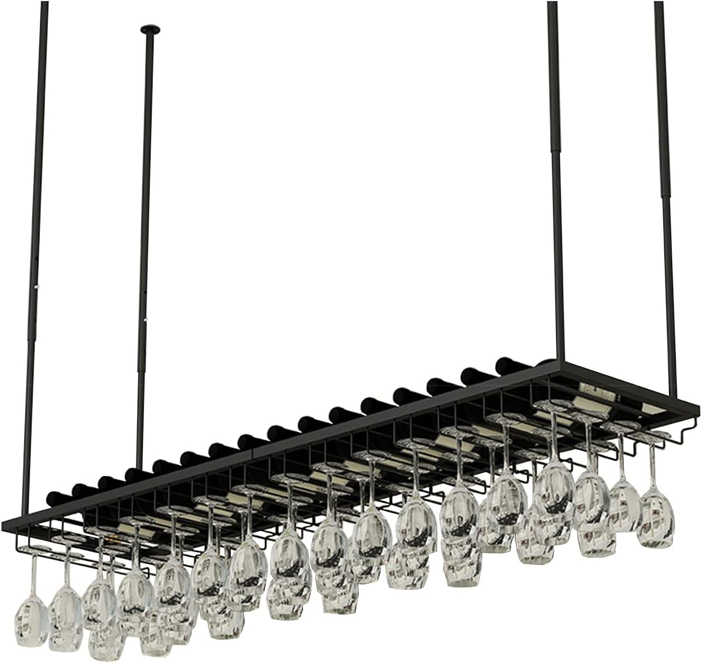 Wall-Mounted Wine Rack with Upside Down Glass Holder