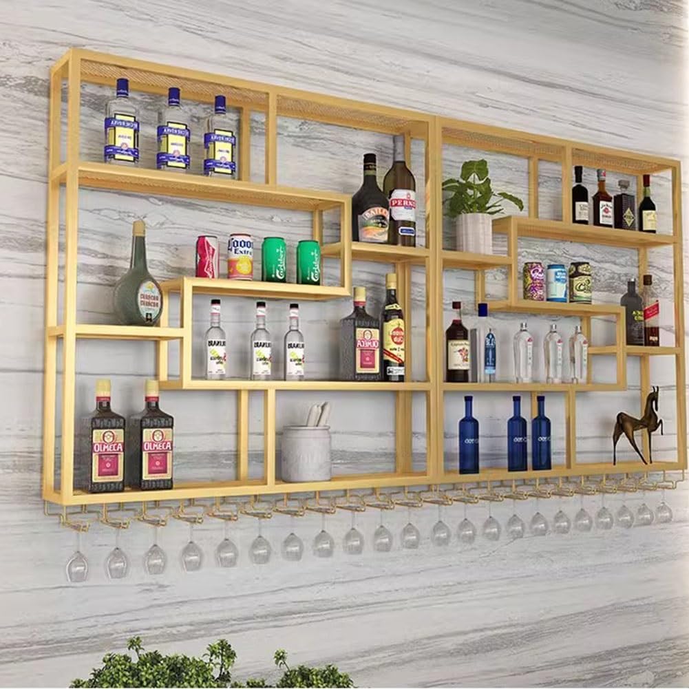 SilteD Wall-Mounted Wine Rack - 120x20x120Cm Metal Holder