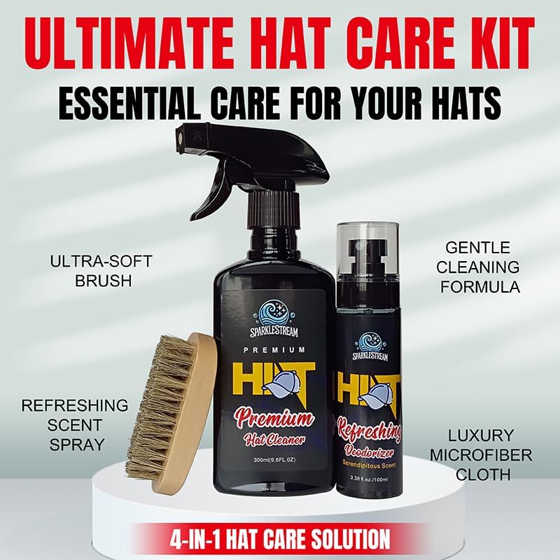 SparkleStream Premium Hat Cleaner Deodorizer Set