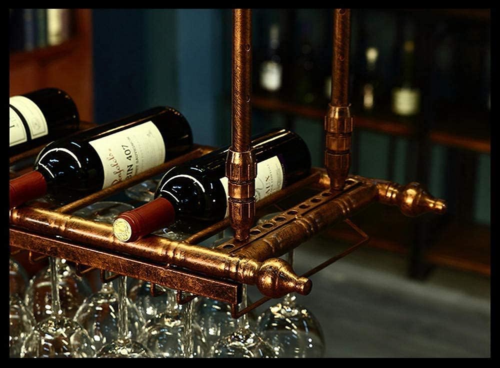 Adjustable Height Ceiling Wine Rack with Glass Holder 1