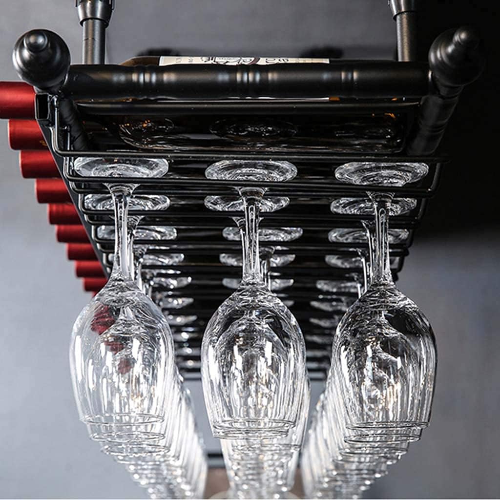 Adjustable Wall-Mounted Wine Rack with Glass Holder
