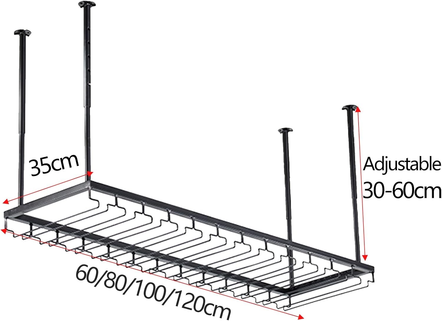 Suuim Adjustable Ceiling Wine Holder with Glasses Rack