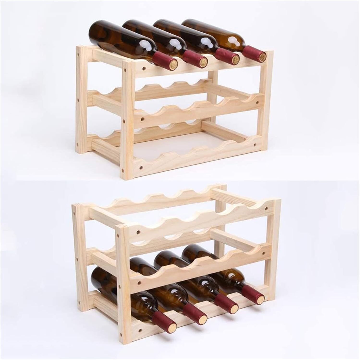 ALDEPO 12-Bottle Wood Wine Rack Christmas Reindeer Style