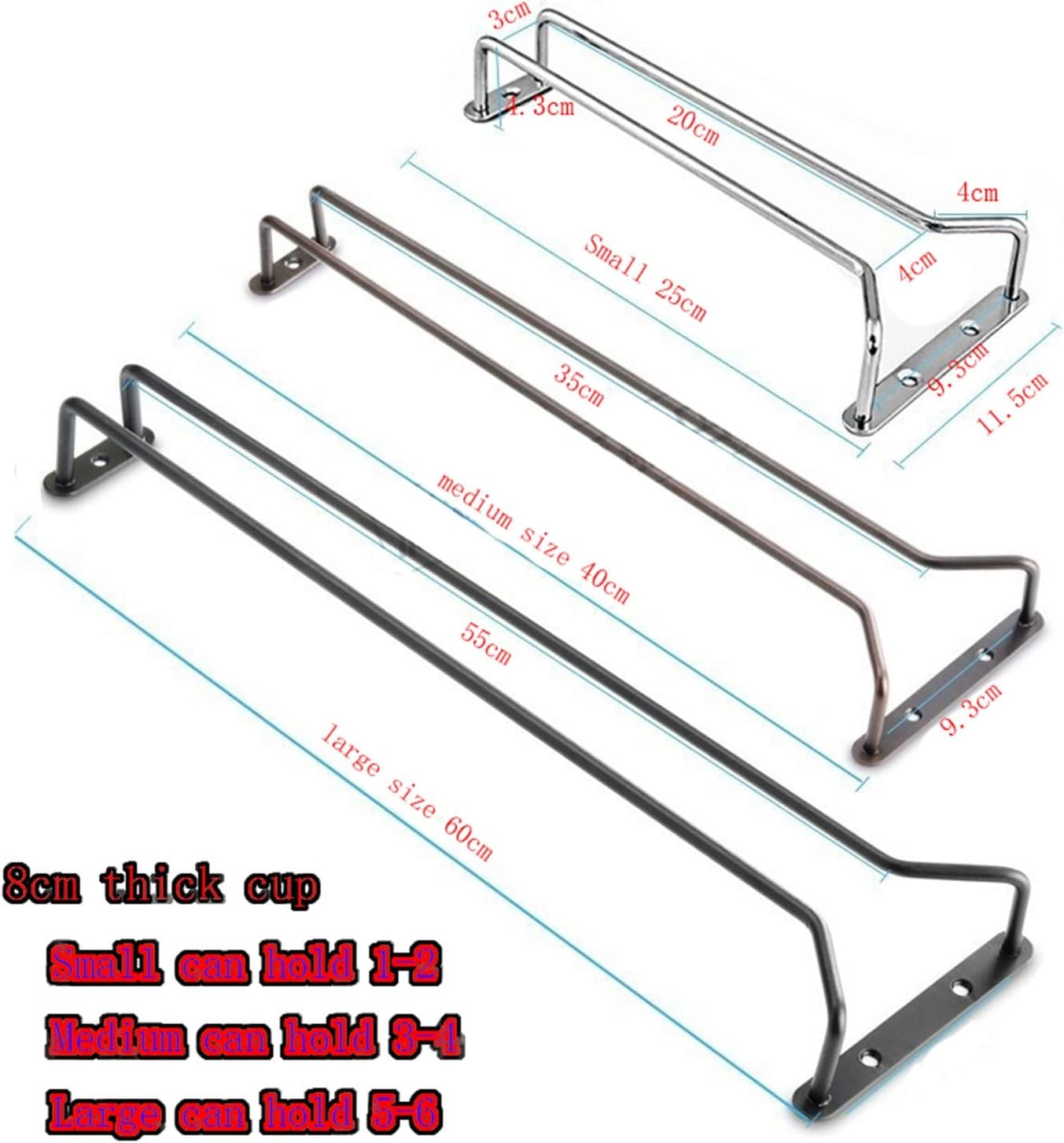Durable Iron Wine Glass Rack with Screw Mount
