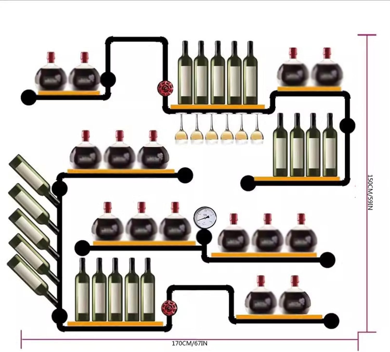 Industrial Style Wall-Mounted Wine Rack Holder