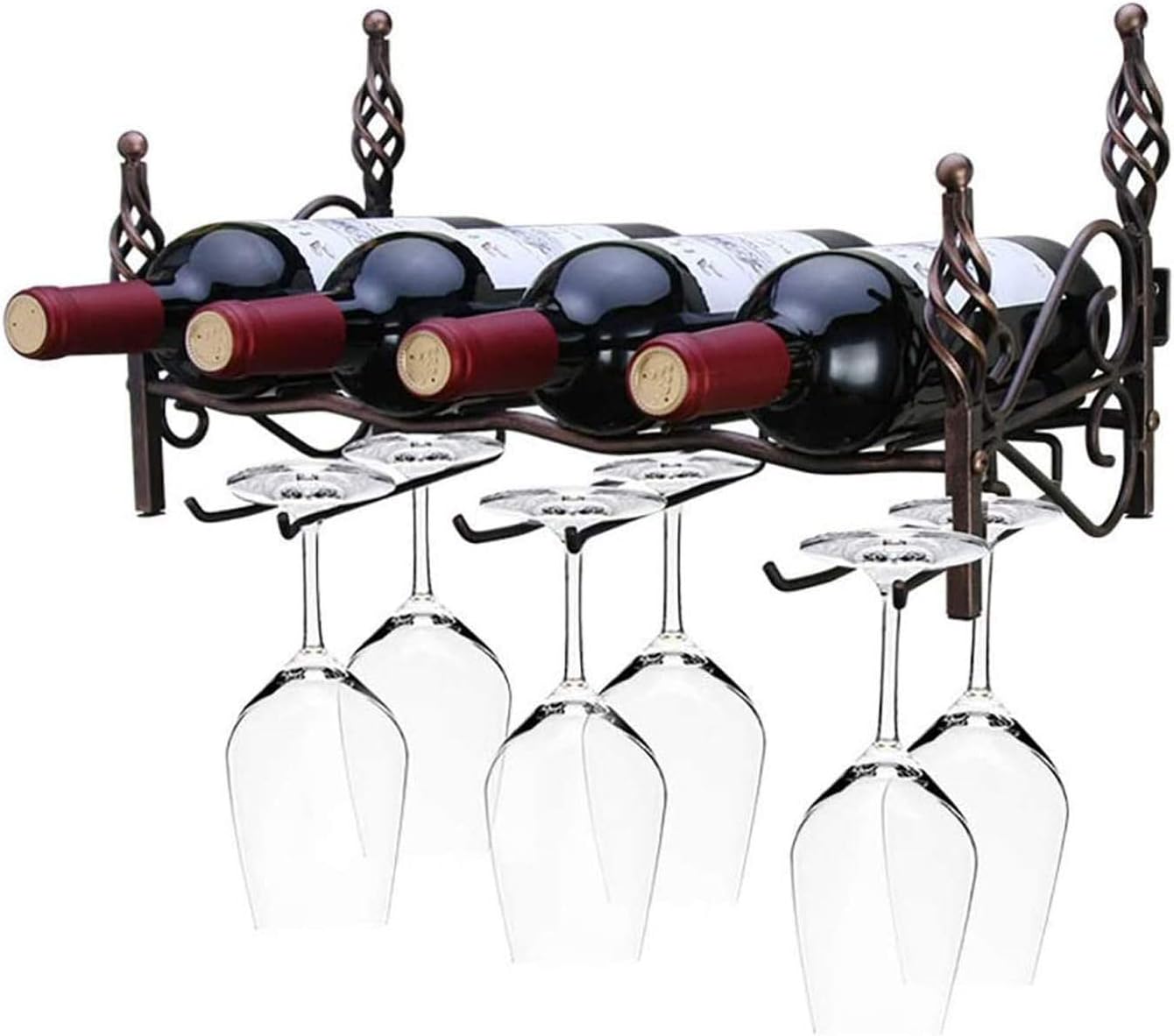 BOCbco Wall-Mounted Wine Rack with Goblet Holder
