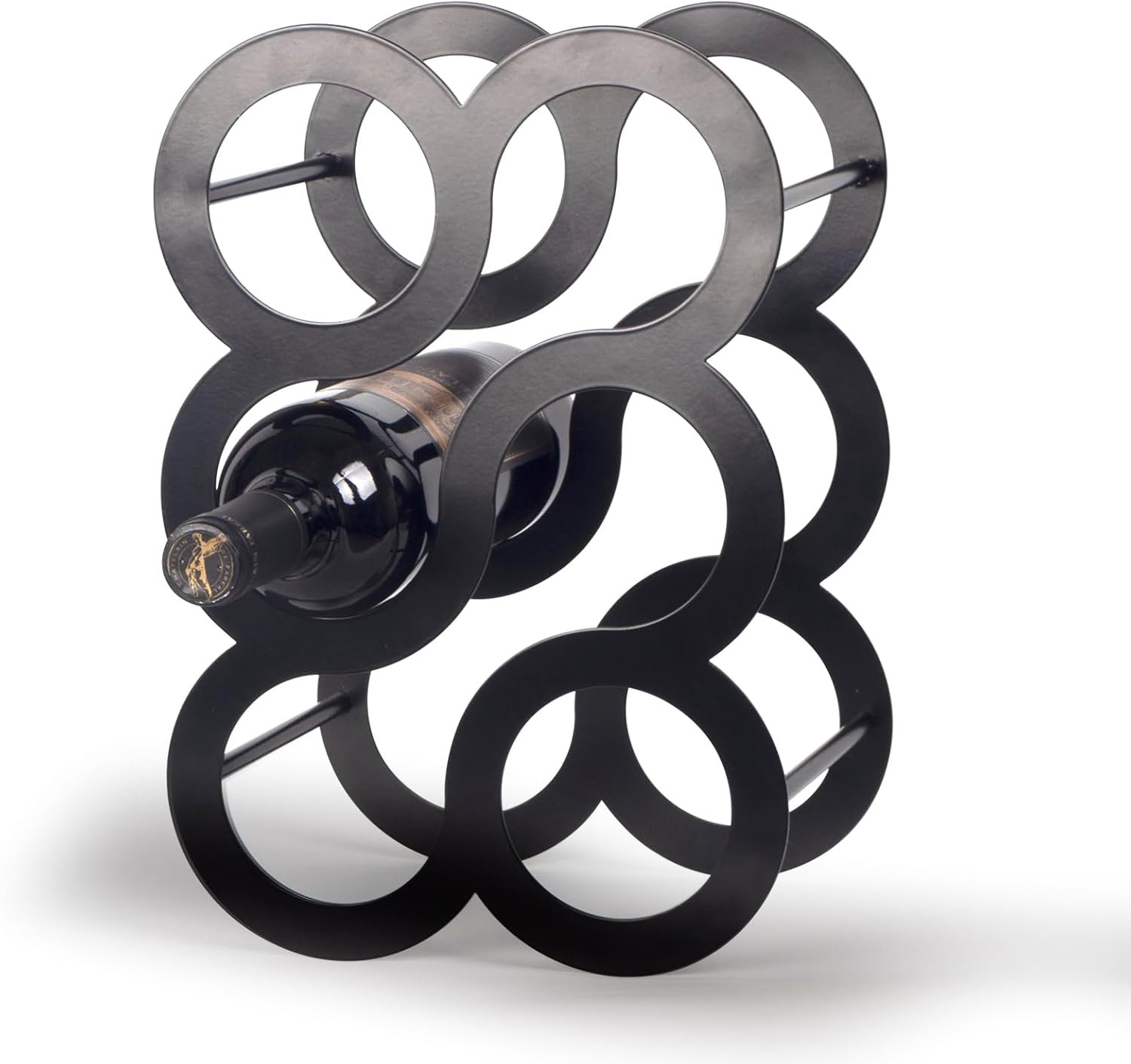 Modern Black Metal Wine Rack for 6 Bottles