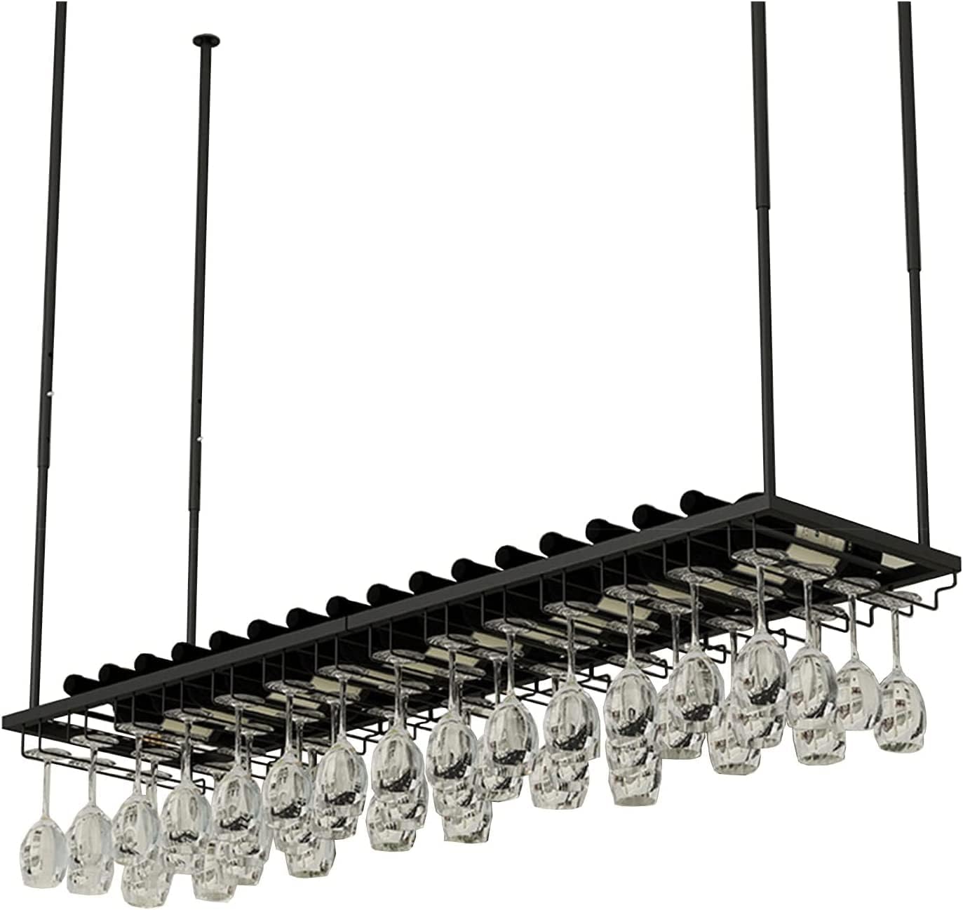 Wall-Mounted Wine Rack with Upside Down Glass Holder