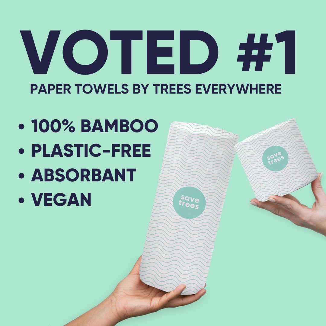 Bamboo Paper Towels 12pk - 1800 Sheets Eco-Friendly Kitchen Rolls