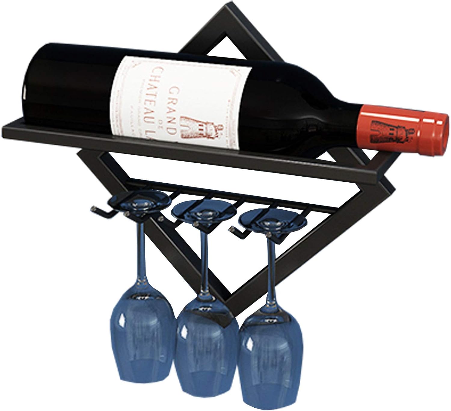 BOCbco Wall-Mounted Wine Rack for 1 Bottle 3 Glasses