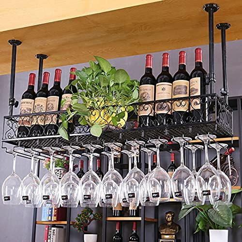 KIPOMC Adjustable Wine Rack with Glass Holder 100cm Heavy Duty Wall Shelf